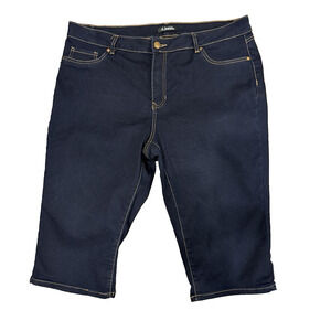 D Jeans Women’s Pedal Pushers Size 20W Blue Dark Wash Stretch